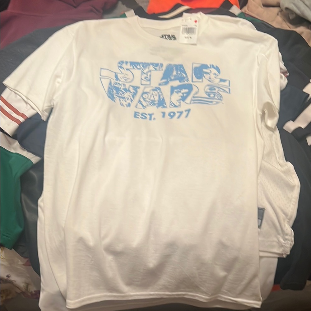 Star Wars White Short Sleeve Tee Retro Design